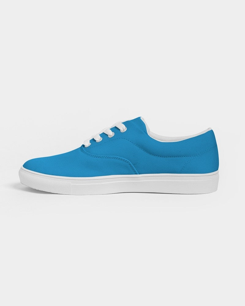 Bright Blue Cyan Canvas Sneakers C100M25Y0K0 - Side 1