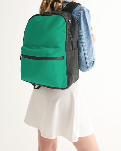Bright Cool Green Canvas Backpack C100M0Y75K0 - Woman Back Closeup