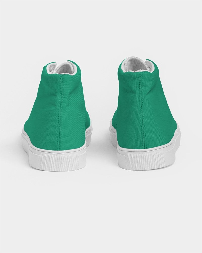 Bright Cool Green High-Top Canvas Sneakers C100M0Y75K0 - Back