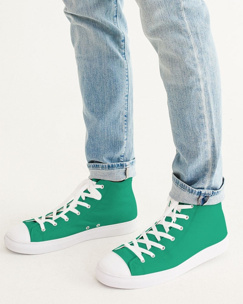 Bright Cool Green High-Top Canvas Sneakers C100M0Y75K0 - Man CloseUp