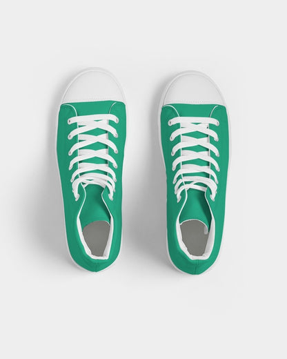 Bright Cool Green High-Top Canvas Sneakers C100M0Y75K0 - Top