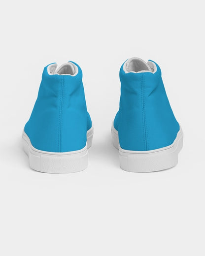 Bright Cyan High-Top Canvas Sneakers C100M0Y0K0 - Back