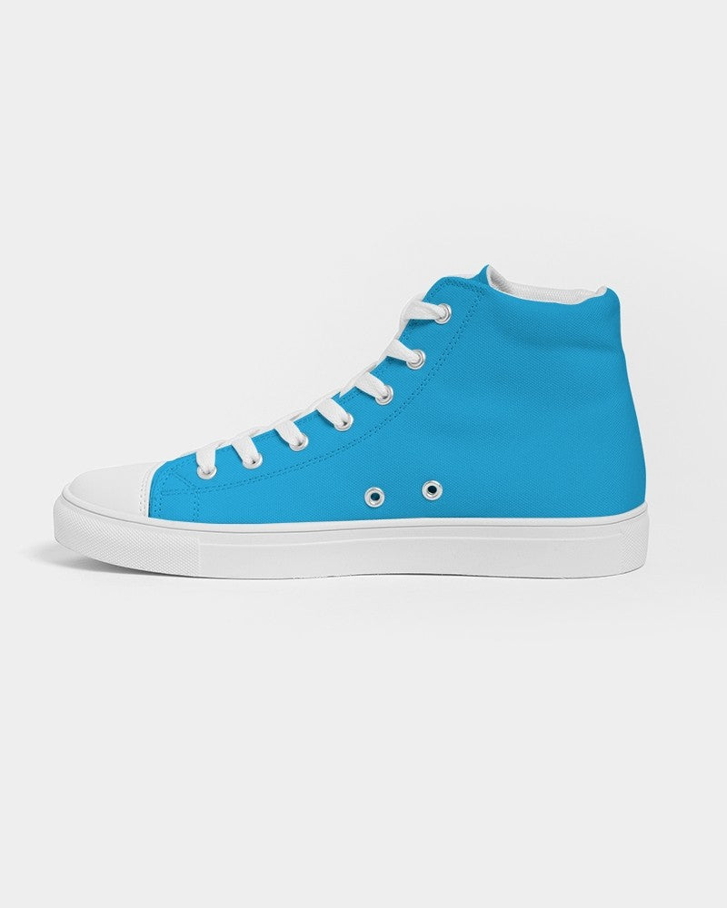 Bright Cyan High-Top Canvas Sneakers C100M0Y0K0 - Side 1