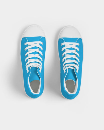 Bright Cyan High-Top Canvas Sneakers C100M0Y0K0 - Top