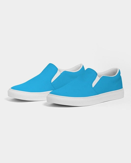 Bright Cyan Men's Slip-On Canvas Sneakers C100M0Y0K0 - Side 3