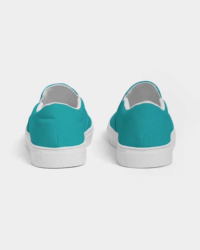 Bright Green Cyan Women's Slip-On Canvas Sneakers C100M0Y38K0 - Back