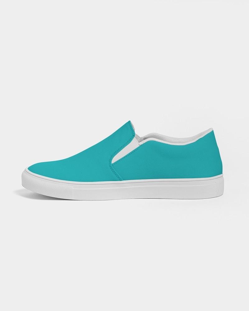Bright Green Cyan Women's Slip-On Canvas Sneakers C100M0Y38K0 - Side 1