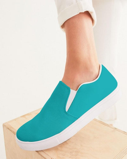 Bright Green Cyan Women's Slip-On Canvas Sneakers C100M0Y38K0 - Woman CloseUp