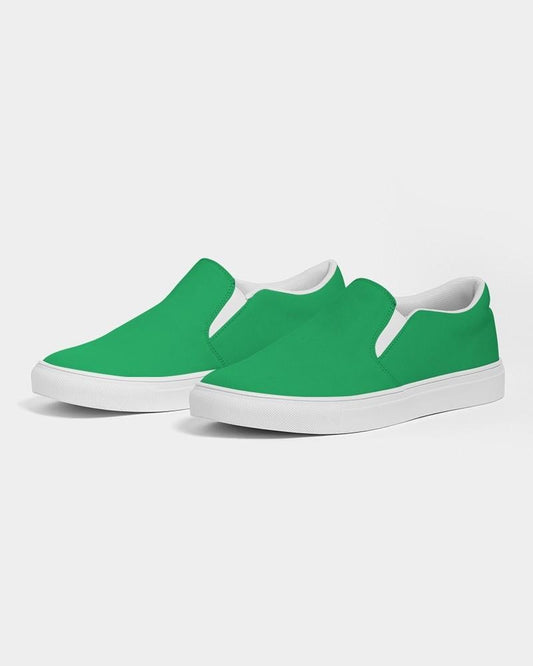 Bright Green Men's Slip-On Canvas Sneakers C100M0Y100K0 - Side 3