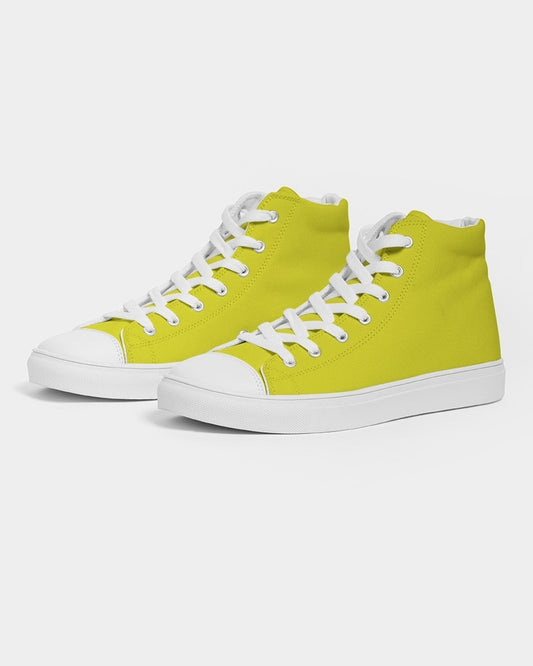 Bright Green Yellow High-Top Canvas Sneakers C12M0Y100K0 - Side 3
