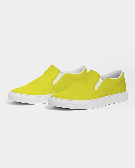 Bright Green Yellow Men's Slip-On Canvas Sneakers C12M0Y100K0 - Side 3