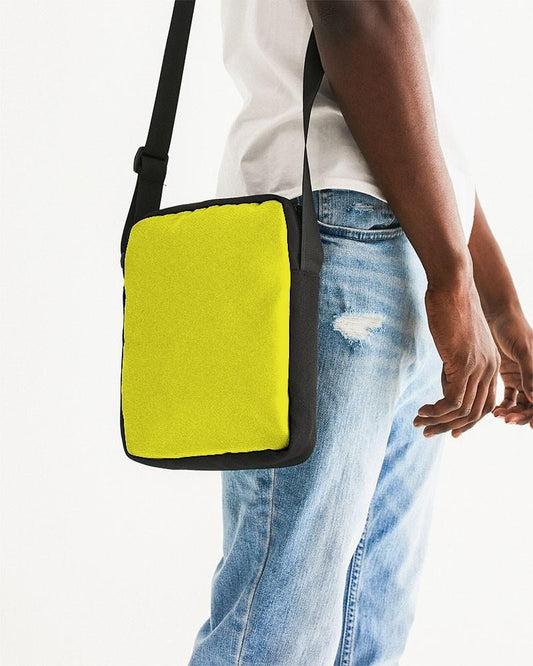 Bright Green Yellow Messenger Pouch C12M0Y100K0 - Man Side CloseUp