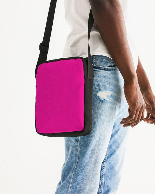 Bright Magenta Messenger Pouch C0M100Y0K0 - Man Side CloseUp