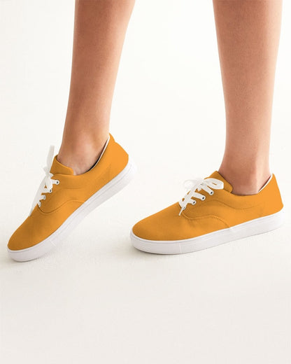 Bright Orange Canvas Sneakers C0M50Y100K0 - Woman CloseUp