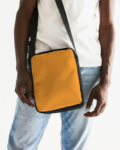 Bright Orange Messenger Pouch C0M50Y100K0 - Man Front CloseUp