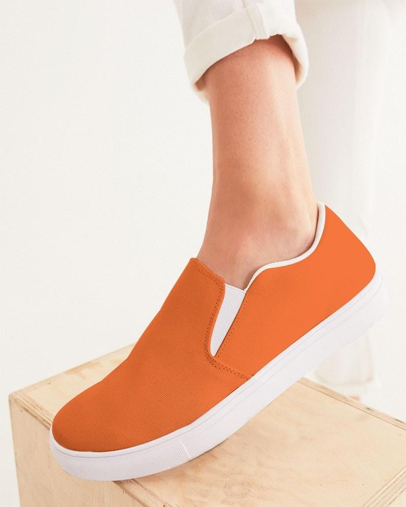 Bright Orange Women's Slip-On Canvas Sneakers C0M75Y100K0 - Woman CloseUp