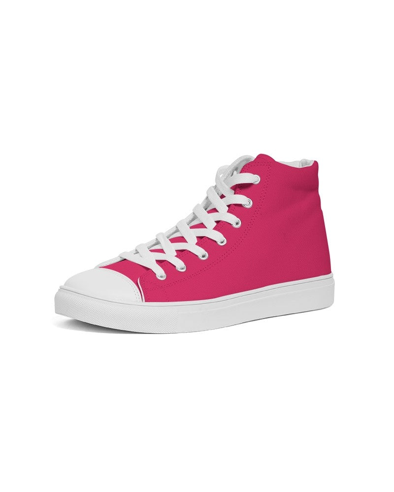 Bright Pink High-Top Canvas Sneakers C0M100Y50K0 - Side 2