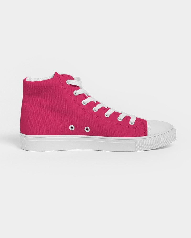 Bright Pink High-Top Canvas Sneakers C0M100Y50K0 - Side 4