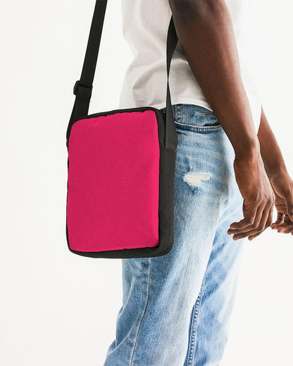 Bright Pink Messenger Pouch C0M100Y50K0 - Man Side CloseUp