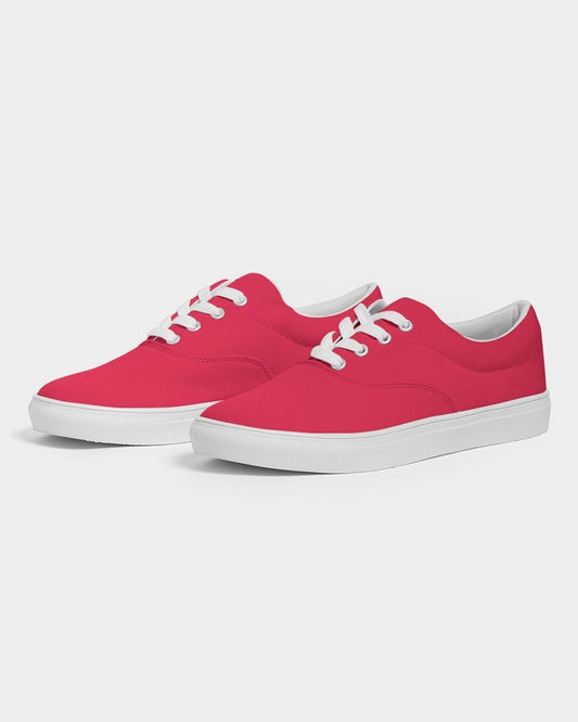 Bright Pink Red Canvas Sneakers C0M100Y75K0 - Side 3