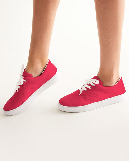 Bright Pink Red Canvas Sneakers C0M100Y75K0 - Woman CloseUp