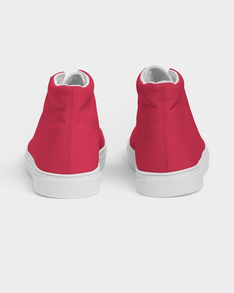 Bright Pink Red High-Top Canvas Sneakers C0M100Y75K0 - Back