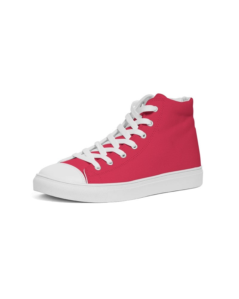 Bright Pink Red High-Top Canvas Sneakers C0M100Y75K0 - Side 2