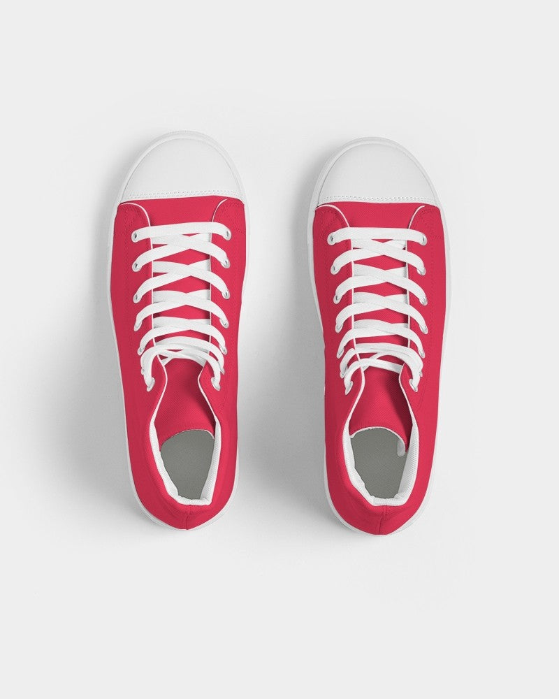 Bright Pink Red High-Top Canvas Sneakers C0M100Y75K0 - Top