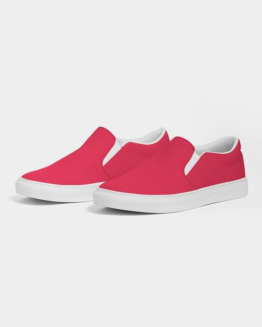 Bright Pink Red Men's Slip-On Canvas Sneakers C0M100Y75K0 - Side 3