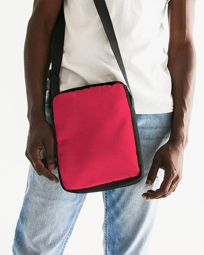 Bright Pink Red Messenger Pouch C0M100Y75K0 - Man Front CloseUp