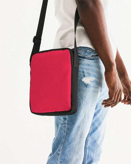 Bright Pink Red Messenger Pouch C0M100Y75K0 - Man Side CloseUp