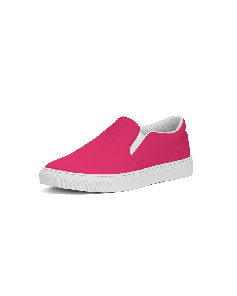 Bright Pink Women's Slip-On Canvas Sneakers C0M100Y50K0 - Side 2