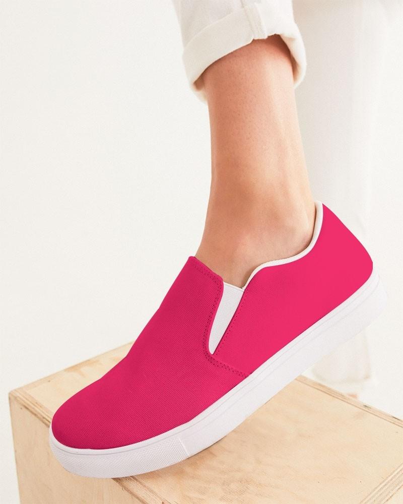 Bright Pink Women's Slip-On Canvas Sneakers C0M100Y50K0 - Woman CloseUp