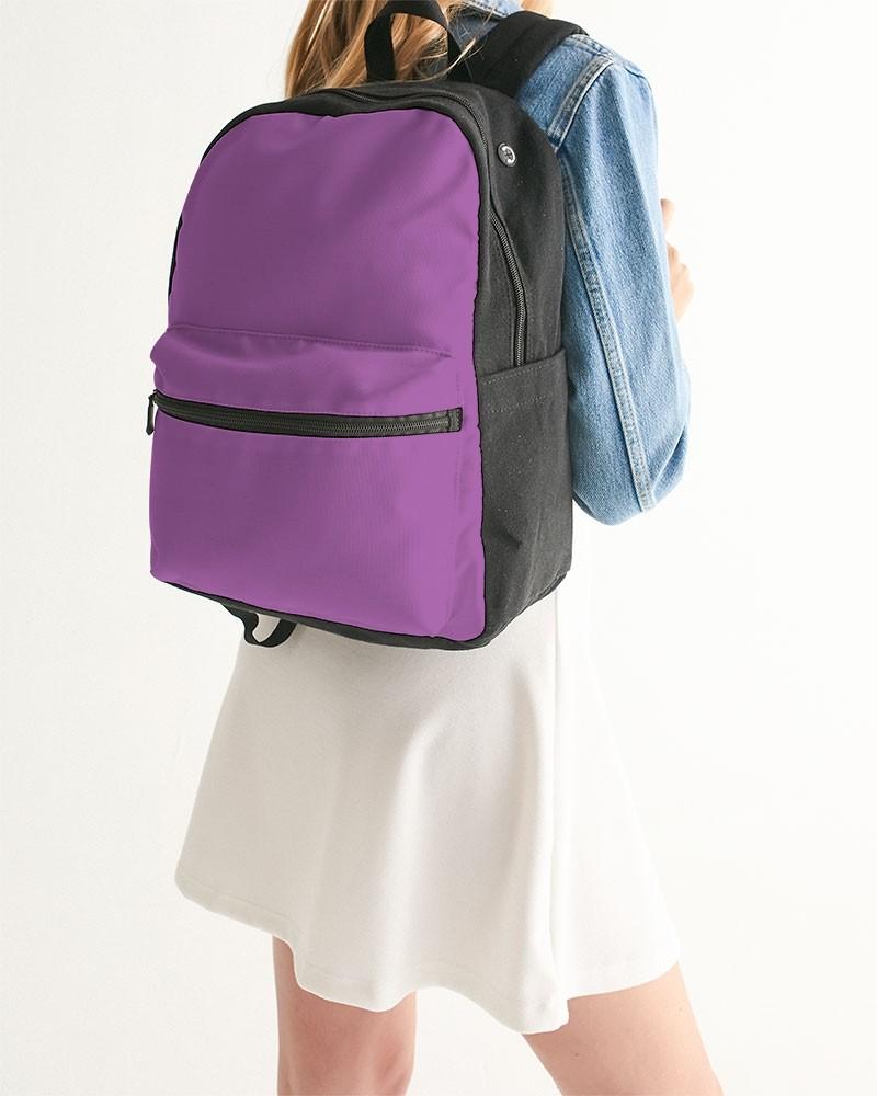 Bright Purple Canvas Backpack C40M80Y0K0 - Woman Back Closeup