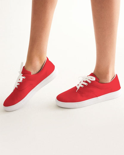 Bright Red Canvas Sneakers C0M100Y100K0 - Woman CloseUp