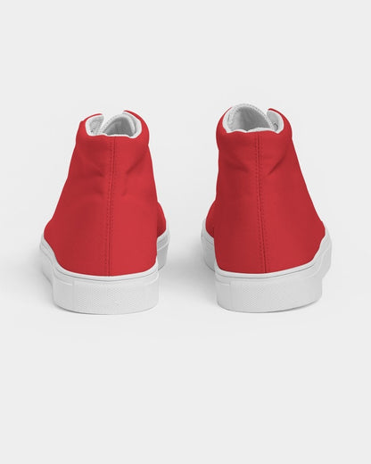 Bright Red High-Top Canvas Sneakers C0M100Y100K0 - Back