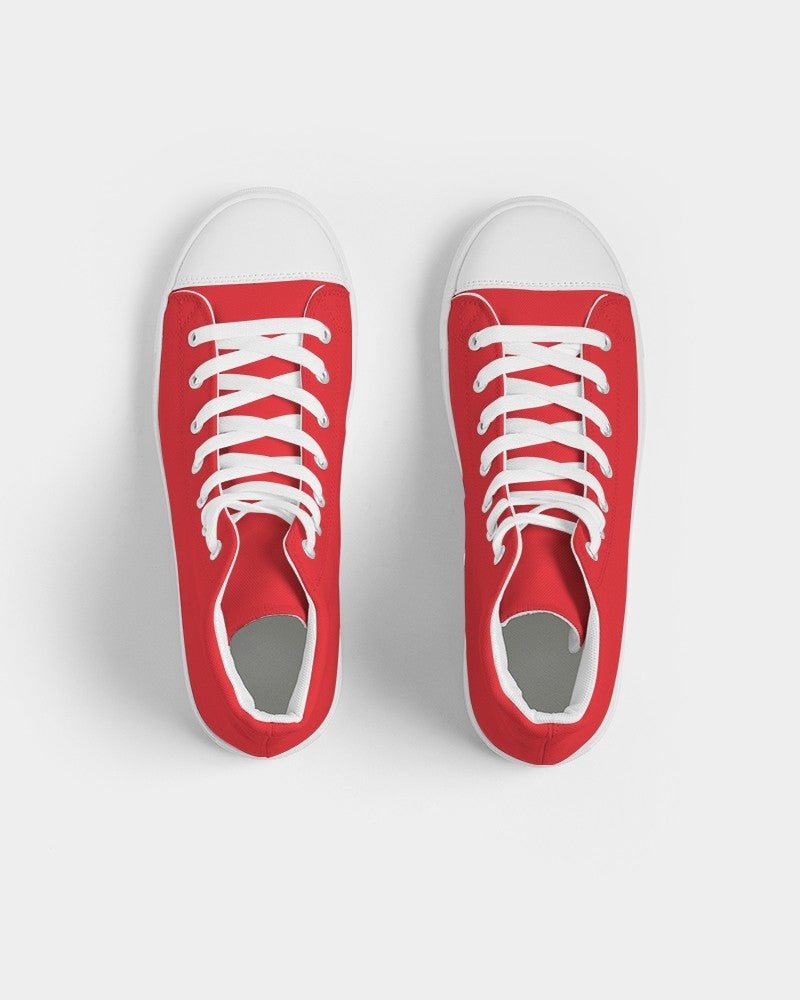 Bright Red High-Top Canvas Sneakers C0M100Y100K0 - Top