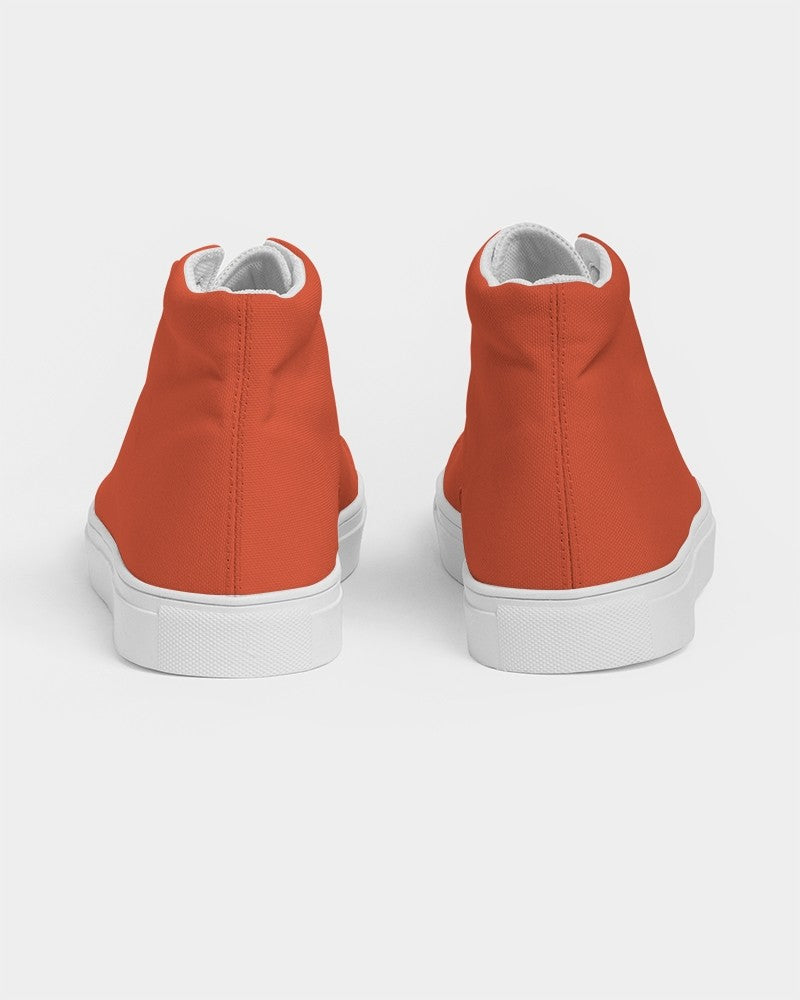 Bright Red Orange High-Top Canvas Sneakers C0M88Y100K0 - Back