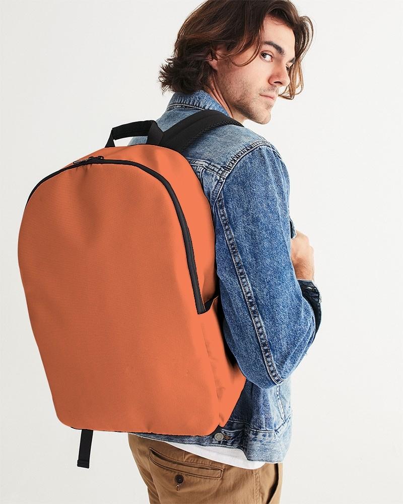 Bright Red Orange Waterproof Backpack C0M70Y80K0 - Man CloseUp