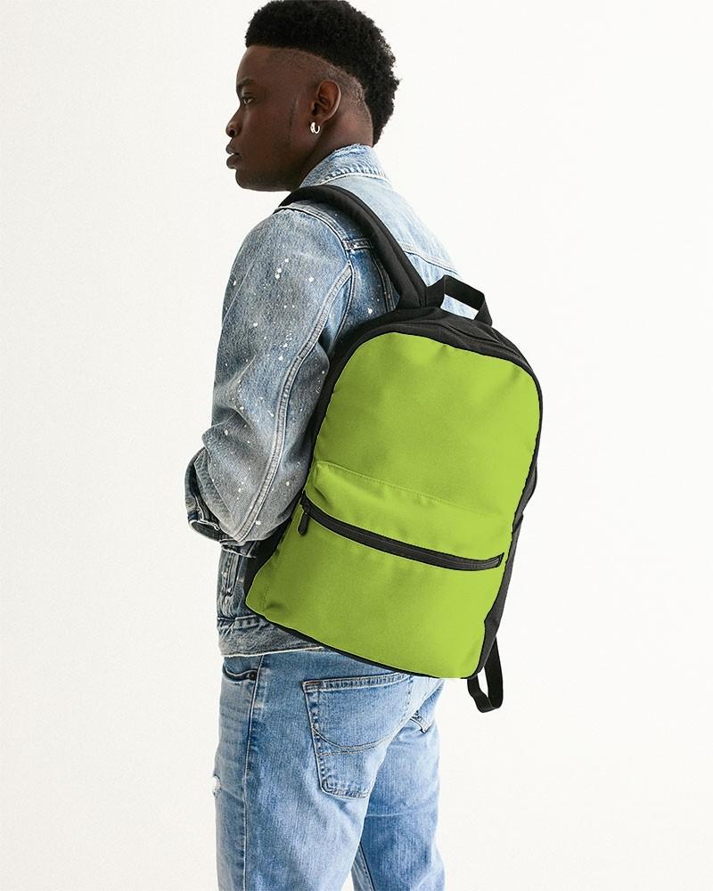 Bright Warm Green Canvas Backpack C38M0Y100K0 - Man Back CloseUp