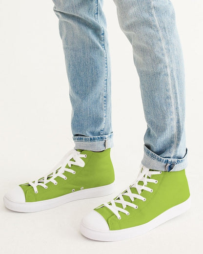 Bright Warm Green High-Top Canvas Sneakers C38M0Y100K0 - Man CloseUp