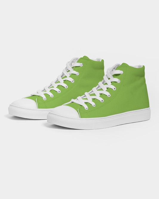 Bright Warm Green High-Top Canvas Sneakers C50M0Y100K0 - Side 3