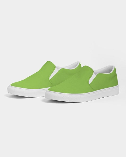 Bright Warm Green Men's Slip-On Canvas Sneakers C50M0Y100K0 - Side 3