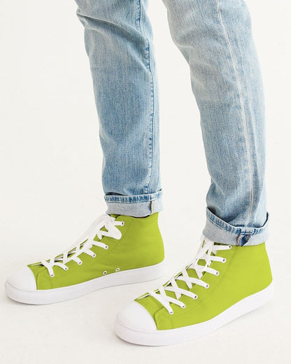 Bright Yellow Warm Green High-Top Canvas Sneakers C25M0Y100K0 - Man CloseUp