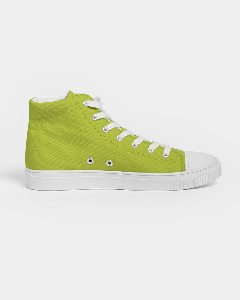 Bright Yellow Warm Green High-Top Canvas Sneakers C25M0Y100K0 - Side 4