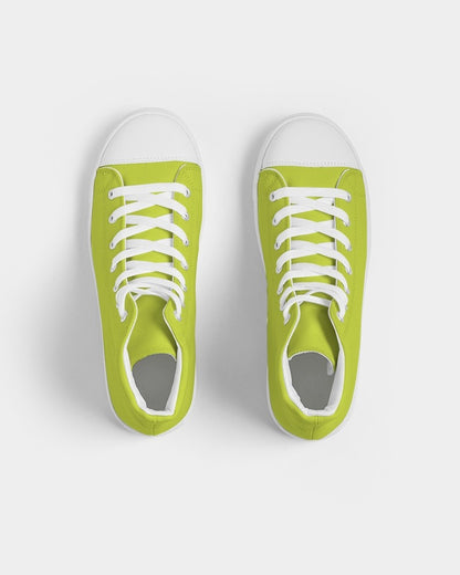 Bright Yellow Warm Green High-Top Canvas Sneakers C25M0Y100K0 - Top