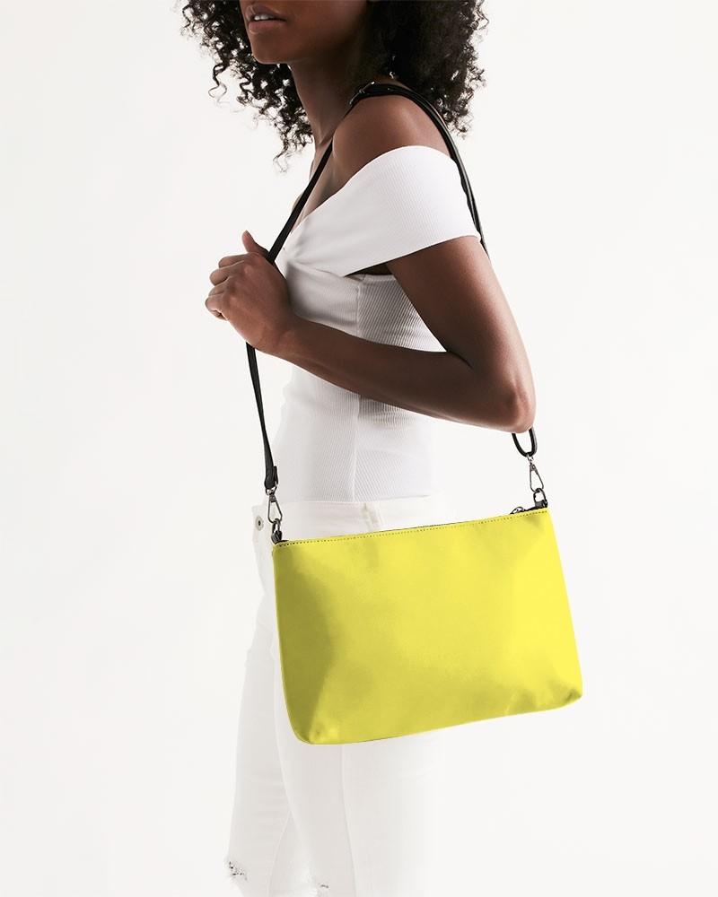 Bright Yellow Zip Pouch C0M0Y80K0 - Woman Side CloseUp