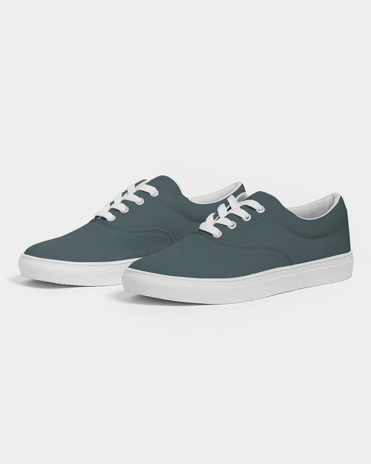 Dark Blue Cool Green Canvas Sneakers C30M0Y15K80 - Side 3