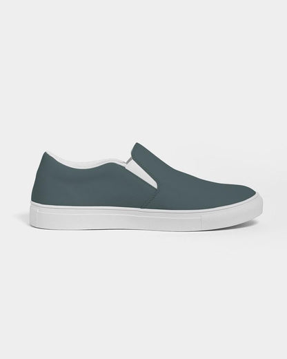 Dark Blue Cool Green Men's Slip-On Canvas Sneakers C30M0Y15K80 - Side 4