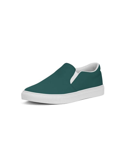 Dark Blue Cool Green Men's Slip-On Canvas Sneakers C60M0Y30K80 - Side 2